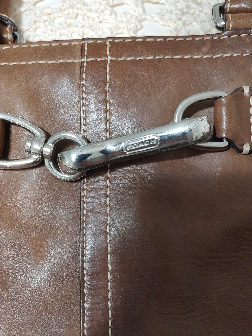 Coach Brown Leather Satchel with Signature Hardware - Picture 9 of 10
